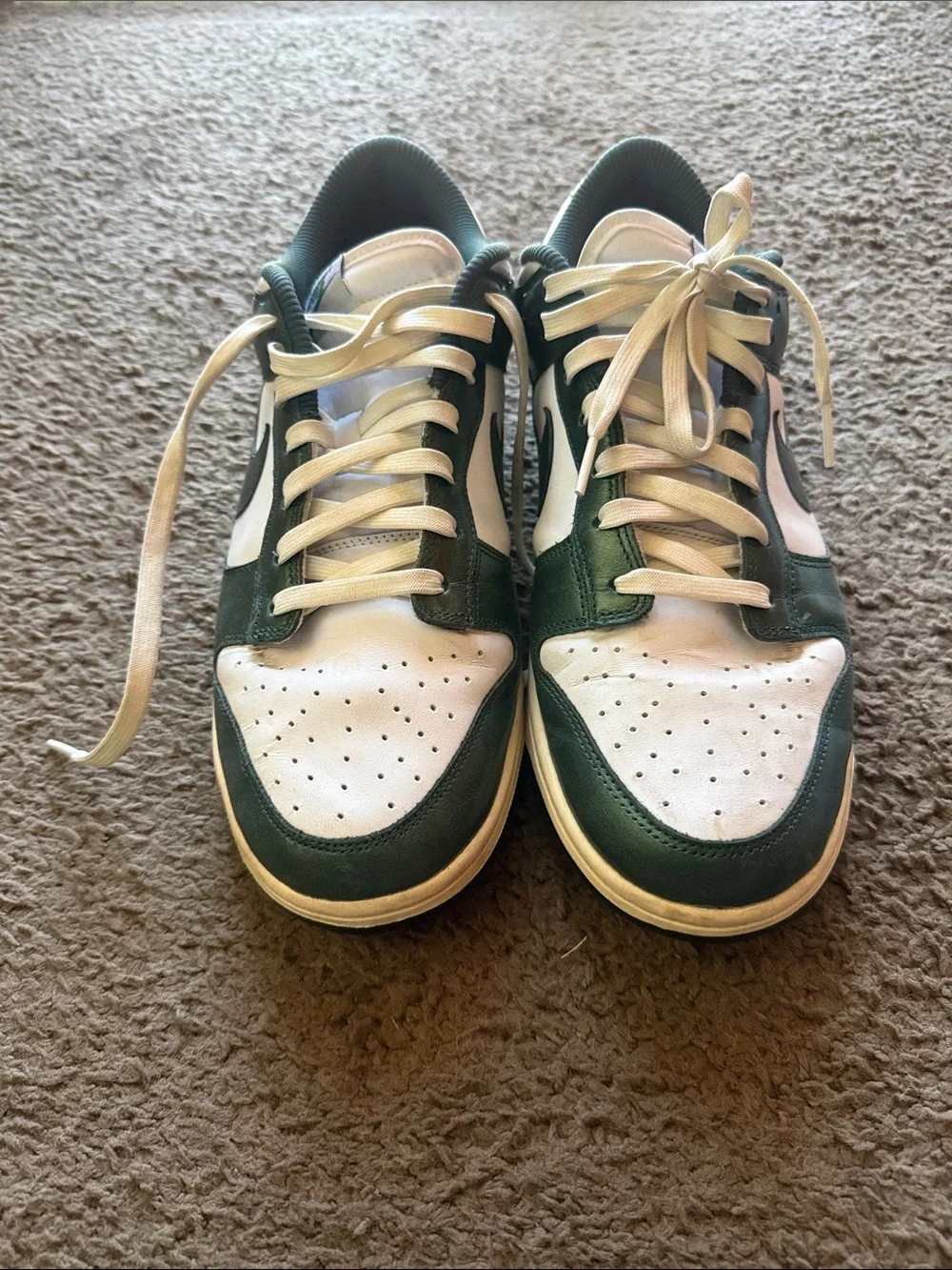 Nike Low-Top Sneakers in White and Dark Green